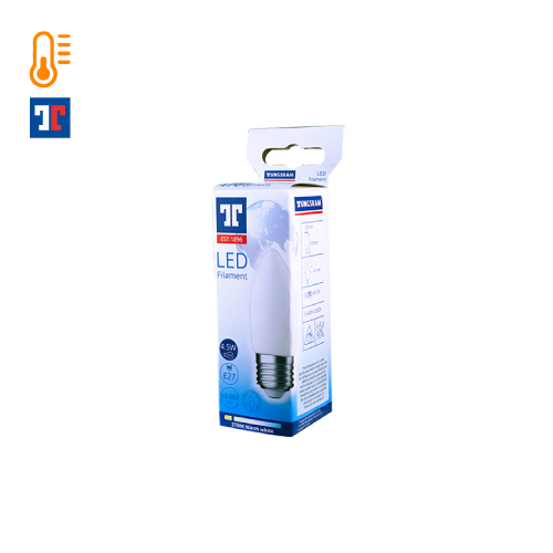 AMPOLLETA VELA C37 E27 4,5W LUZ CÁLIDA 2700K TUNGSRAM - Imagen 2