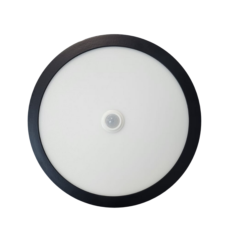 PLAFÓN SOBREPUESTO REDONDO NEGRO 18W LUZ NEUTRA CON SENSOR