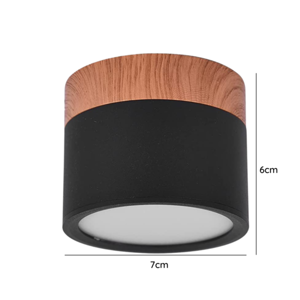 APLIQUE SOBREPUESTO DECORATIVO 6W MADERA/NEGRO LUZ CÁLIDA - Imagen 2