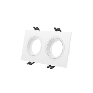 BASE EMBUTIDA RECTANGULAR DOBLE PARA GU10 BLANCA