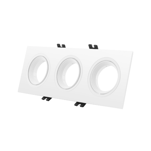 BASE EMBUTIDA RECTANGULAR TRIPLE PARA GU10 BLANCA