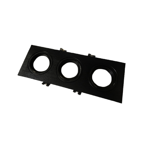 BASE EMBUTIDA RECTANGULAR TRIPLE PARA GU10 NEGRA - Imagen 2